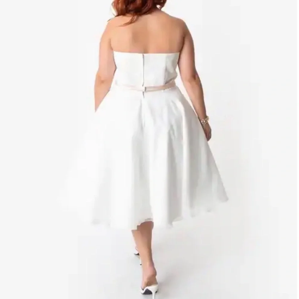 NWT Unique Vintage X Dolly Couture Strapless Tea Length Wedding / Prom Dress - Picture 5 of 16